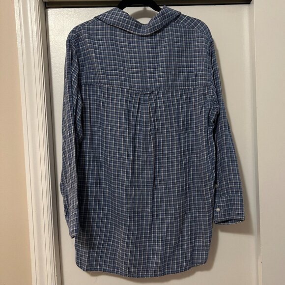 American Eagle Oversized Button Down Flannel, Blue Plaid, Size S - Picture 5 of 7